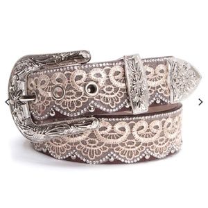 M&F Angel Ranch Womens Rhinestone Lace Scalloped Belt DA3650